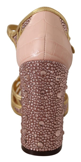 Kristall-Tstrap-Pumps Gold Pink - Image 6