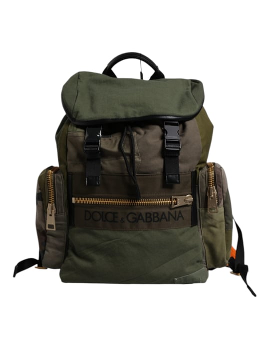 Militärgrüner Patchwork-Reiserucksack - Image 1