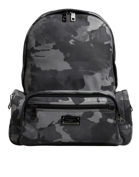 Grauer Baumwoll-Camouflage-Logo-Plakette Rucksack - Image 1