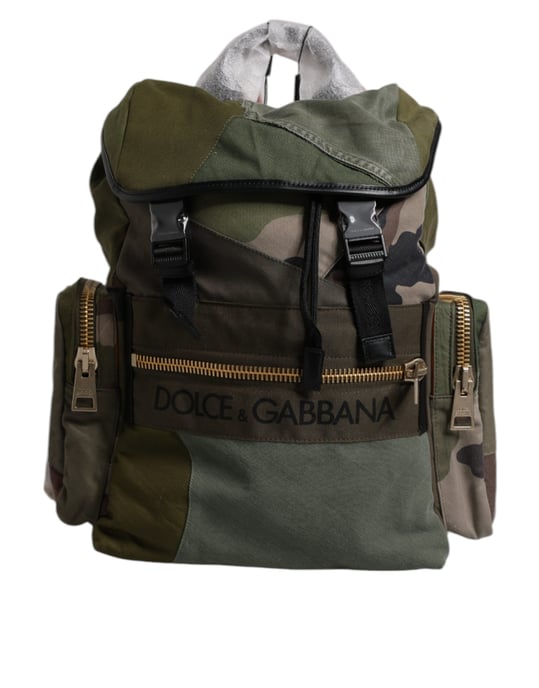 Militärgrüner Patchwork-Reiserucksack - Image 1
