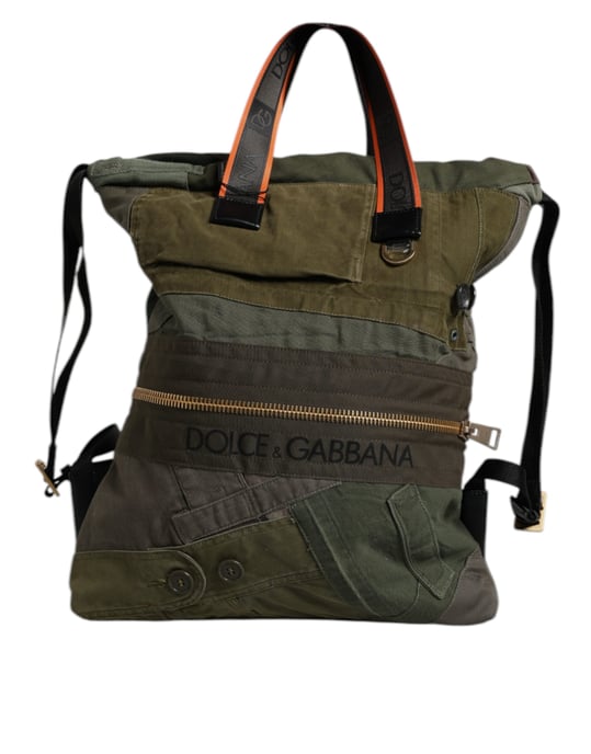 Militärgrüner Patchwork Rucksack - Image 4