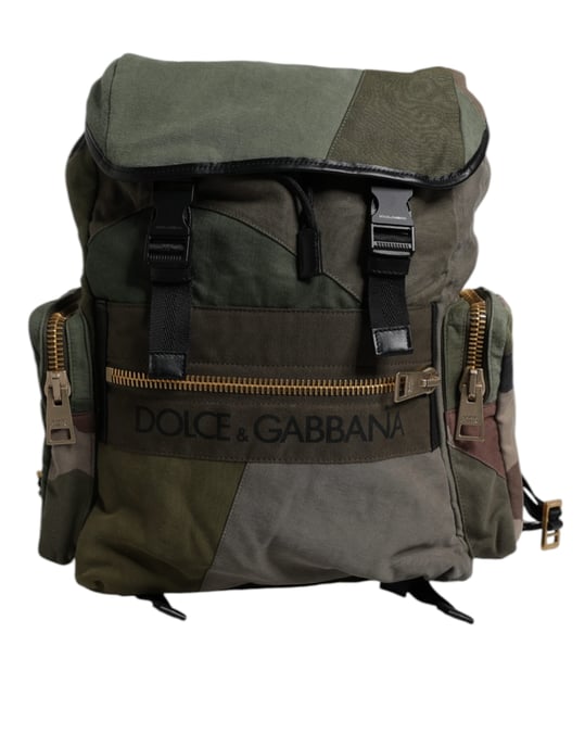 Militärgrüner Patchwork-Reiserucksack - Image 1