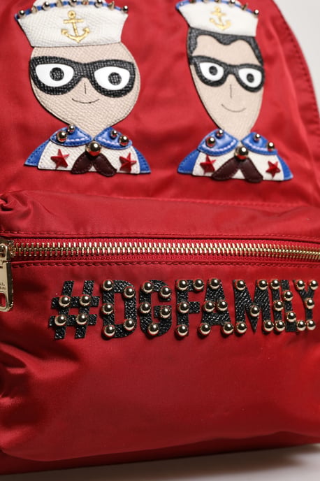 Roter #DGFAMILY VULCANO Verzierung Rucksack Tasche - Image 5