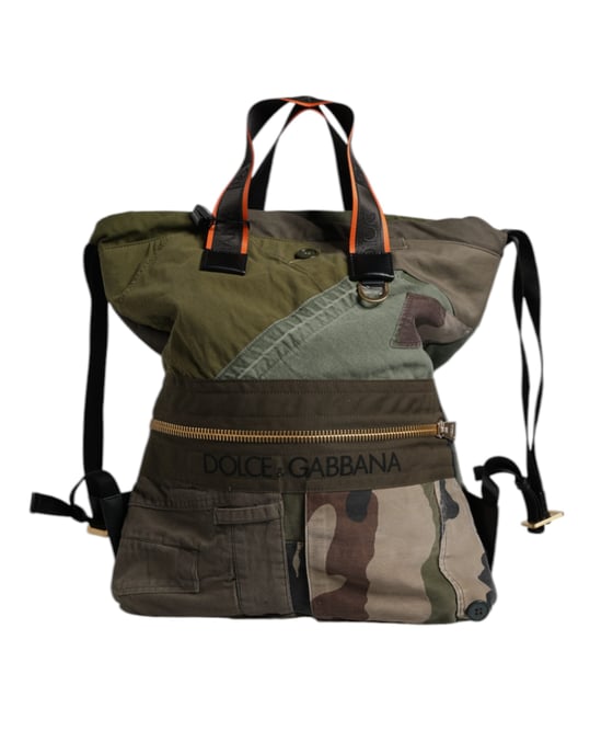 Militärgrüner Patchwork-Rucksack - Image 1