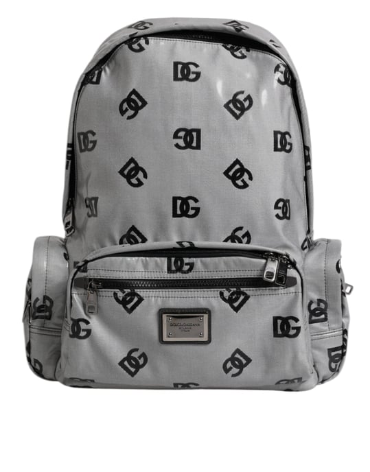 Polyester Grau Schwarz DG Logo Plakette Rucksack Tasche - Image 1
