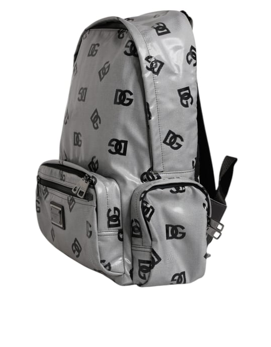 Polyester Grau Schwarz DG Logo Plakette Rucksack Tasche - Image 3