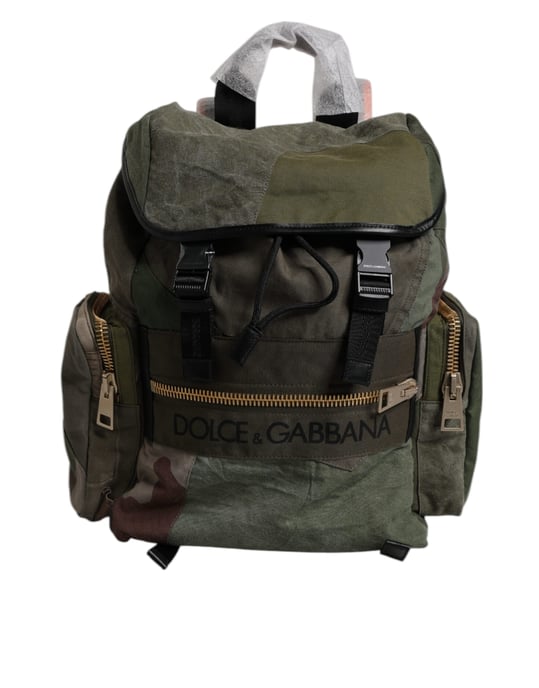 Militärgrüner Patchwork-Reiserucksack - Image 1