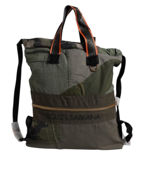 Militärgrüner Patchwork Rucksack - Image 1