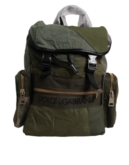 Militärgrüne Patchwork-Reiserucksack-Tasche - Image 5