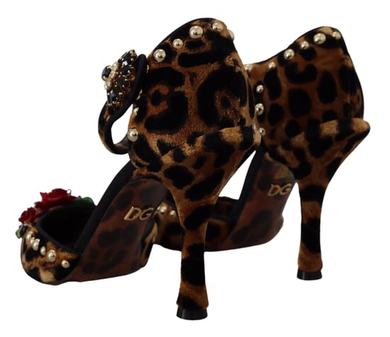 Leopard-Velours-Pumps mit Rosendetail - Image 4