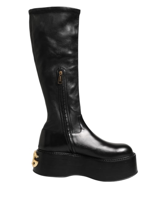 Plattformlederschäfte kniehohe Stiefel - Image 1