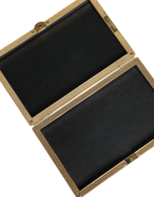 Schwarze Leder Nieten Goldrahmen Clutch Abendtasche - Image 5