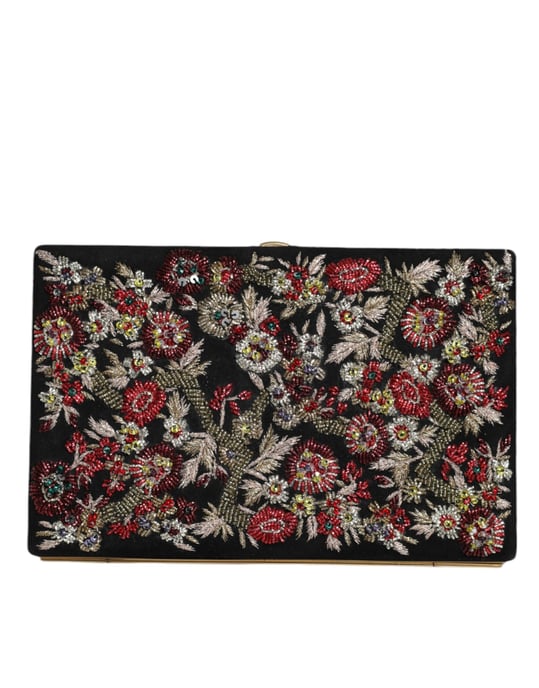 Mehrfarbige Blumen Goldrahmen Clutch Abendtasche - Image 1