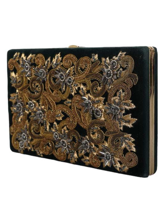Schwarze Samt-Goldrahmen-Clutch Abendtasche - Image 2