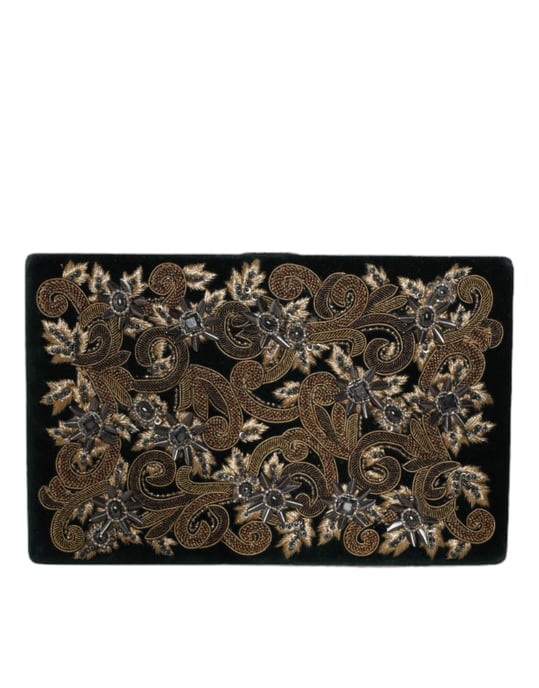 Schwarze Samt-Goldrahmen-Clutch Abendtasche - Image 3