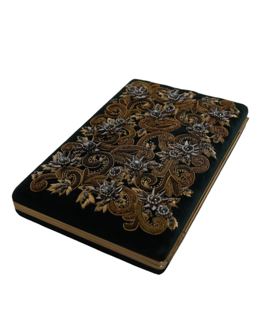 Schwarze Samt-Goldrahmen-Clutch Abendtasche - Image 4