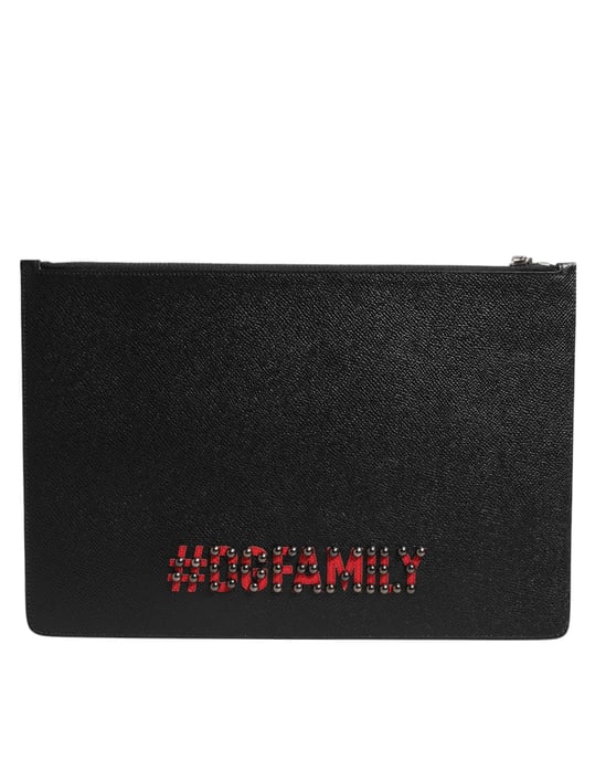 Schwarze Leder #DGFAMILY Verzierte Herren Clutch Pouch Tasche - Image 3