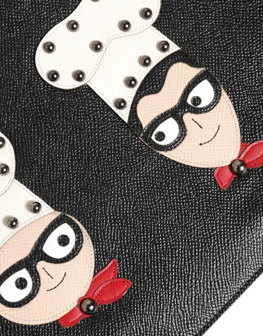 Schwarze Leder #DGFAMILY Verzierte Herren Clutch Pouch Tasche - Image 5