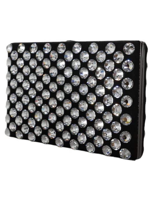 Schwarze Samt Kristall Clutch Abendparty Tasche - Image 2