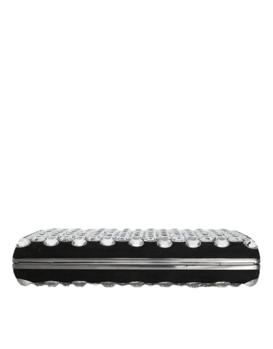 Schwarze Samt Kristall Clutch Abendparty Tasche - Image 5