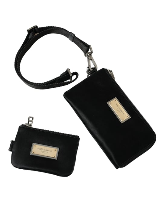 Schwarze Nylon-Logo-Plakette Schlüsselring Tasche Clutch Bag - Image 5