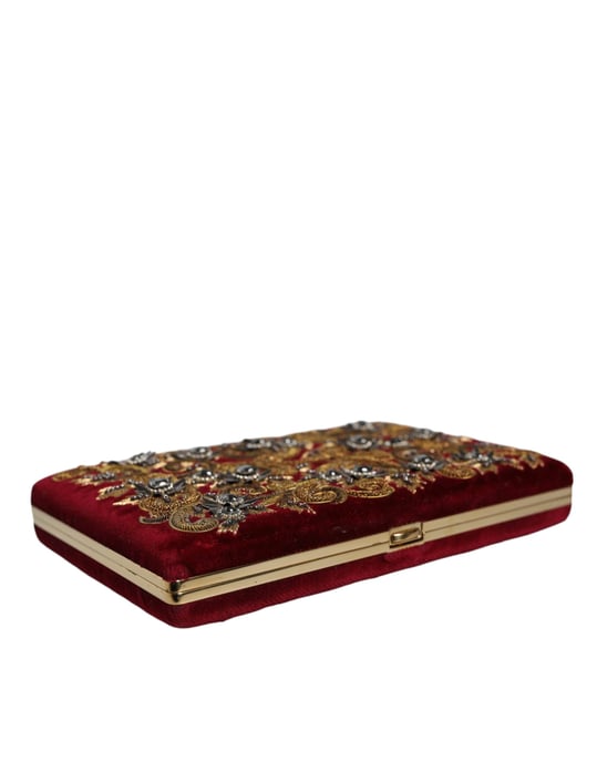 Rote Samt Goldrahmen Clutch Abend Party Tasche - Image 3