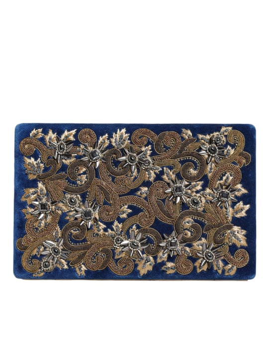 Blaue Samt Clutch mit goldenen Rahmen für Abendveranstaltungen und Partys - Image 2