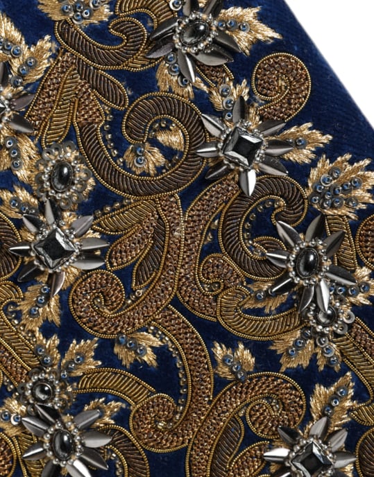 Blaue Samt Clutch mit goldenen Rahmen für Abendveranstaltungen und Partys - Image 5