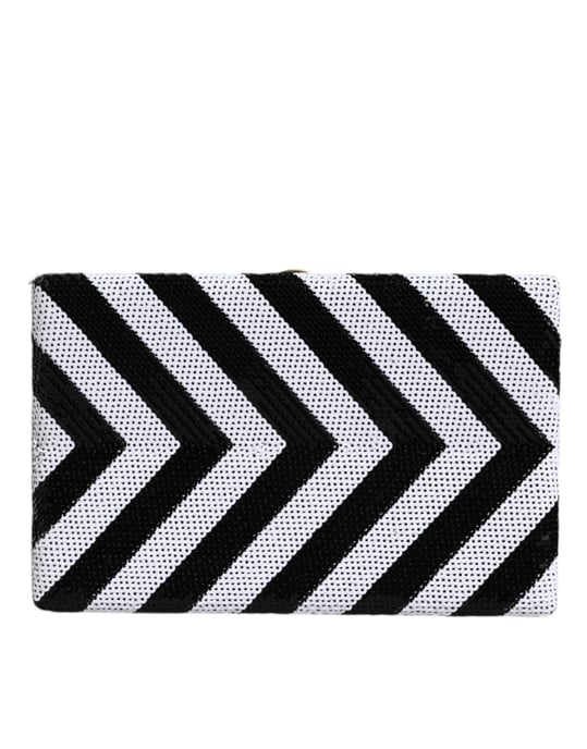 Schwarz Weiß Gold Rahmen Clutch Abend Party Tasche - Image 1