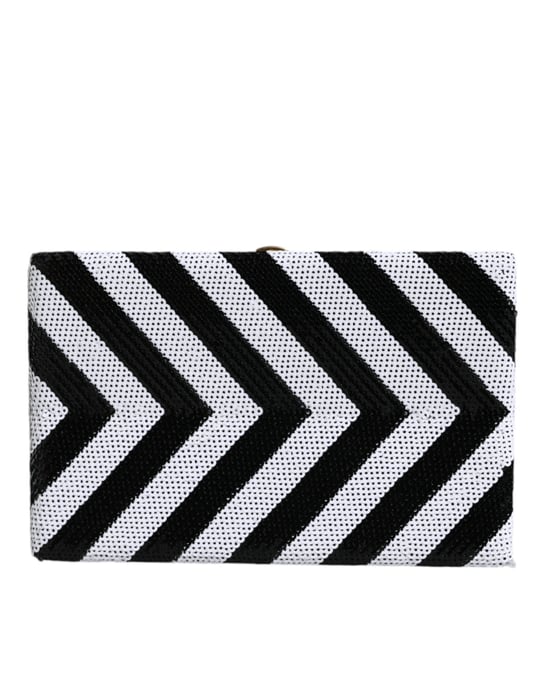 Schwarz Weiß Gold Rahmen Clutch Abend Party Tasche - Image 3