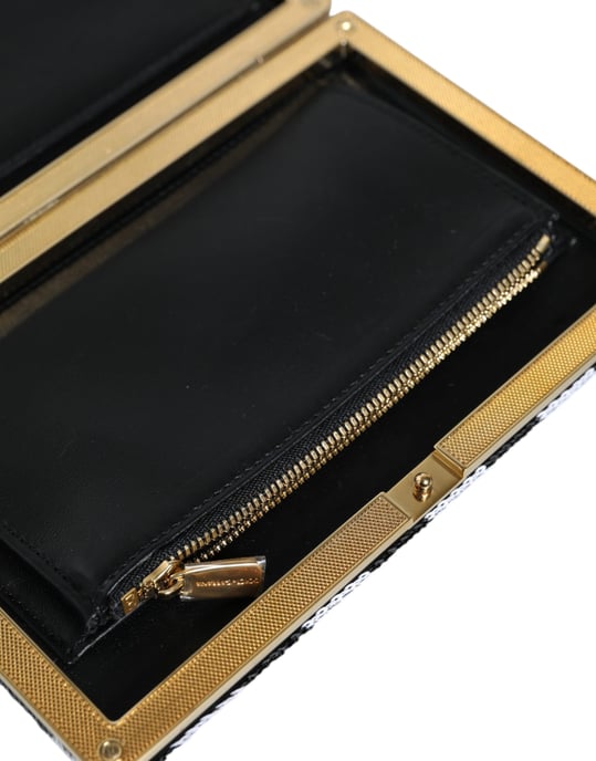 Schwarz Weiß Gold Rahmen Clutch Abend Party Tasche - Image 5