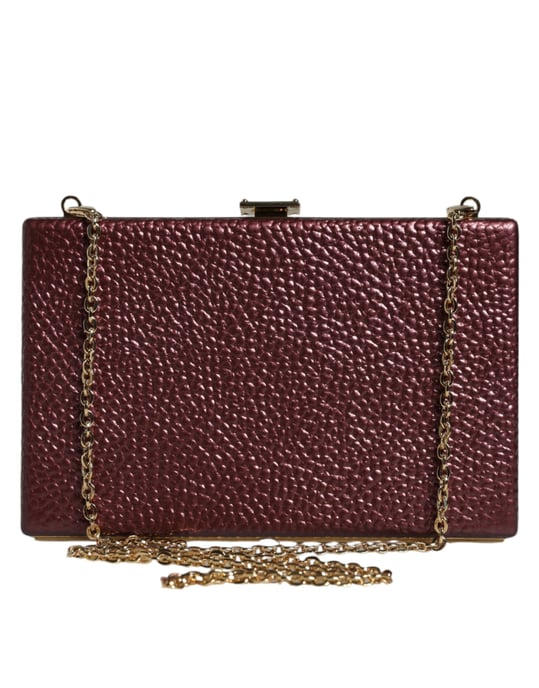 Bordeauxfarbenes Leder-Clutch-Abend-Crossbody-Tasche - Image 2