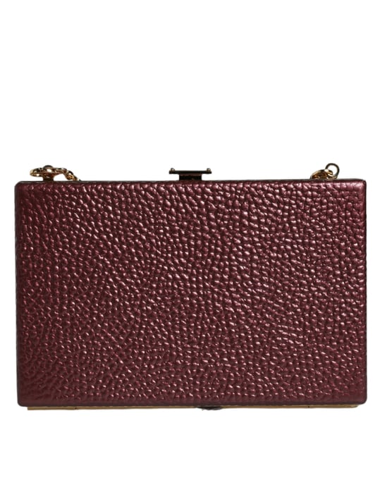 Bordeauxfarbenes Leder-Clutch-Abend-Crossbody-Tasche - Image 4