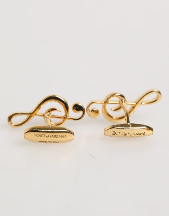 Gold Musical Note Metal Brass Pin Men Accessory Cufflinks - Image 3