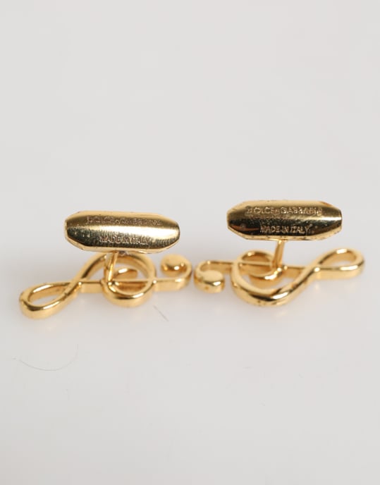 Gold Musical Note Metal Brass Pin Men Accessory Cufflinks - Image 4