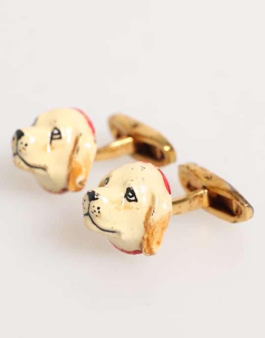 Brass Gold Tone Dog Puppy Men's Accessories Cufflink - Image 2