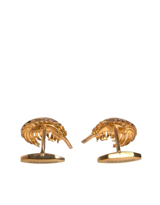 Gold 925 Sterling Silver Crystal Leaf Cufflink - Image 3
