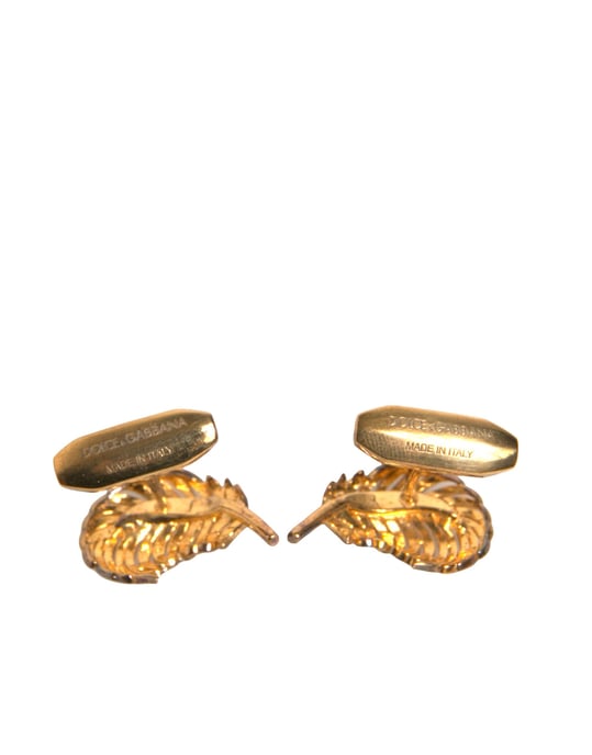 Gold 925 Sterling Silver Crystal Leaf Cufflink - Image 4
