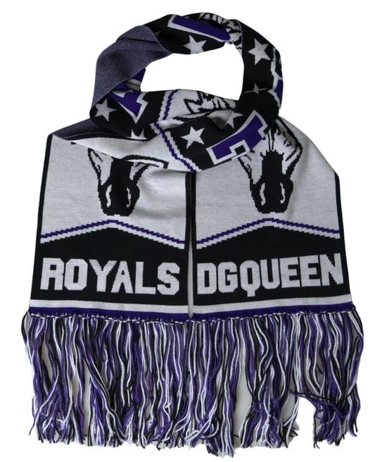 Mehrfarbiger Woll DG Queen Wrap Fransen Schal - Image 1