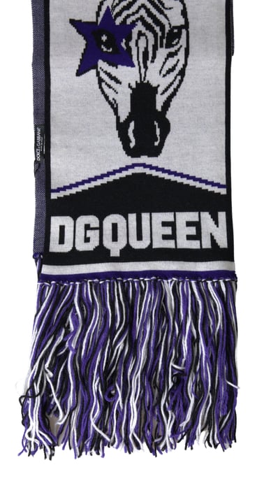 Mehrfarbiger Woll DG Queen Wrap Fransen Schal - Image 2