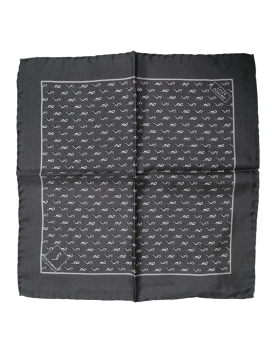 Schwarzes Fischdruck Seidensquare Männer Foulard Schal - Image 1