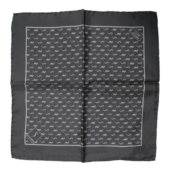 Schwarzes Fischdruck Seidensquare Männer Foulard Schal - Image 2