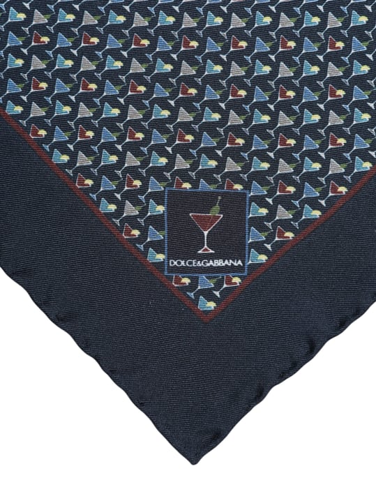 Blauer Cocktail-Seidenschal Foulard - Image 3