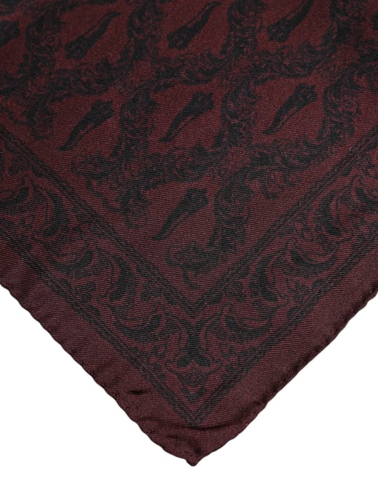 Bordeauxschwarz bedrucktes quadratisches Herren-Foulard-Schal - Image 3