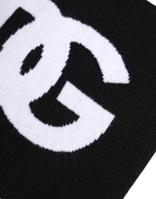 Schwarz-Weiß Logo Print Gestrickter Halswärmer Schal - Image 3