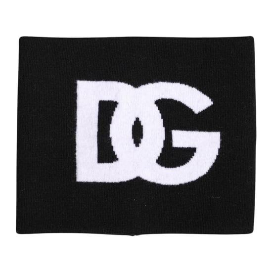 Schwarz-Weiß Logo Print Gestrickter Halswärmer Schal - Image 4