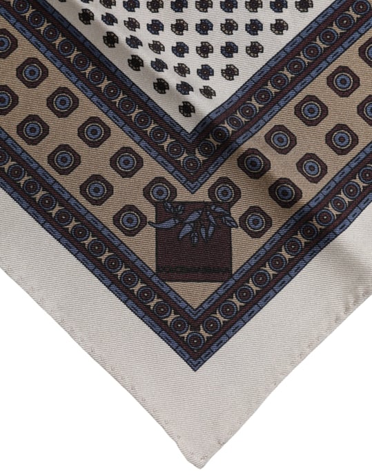 Mehrfarbiger Gemusterter Quadratischer Herrenfoulard Schal - Image 3