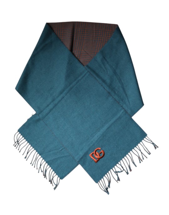 Blau-Grün Wolle Fransen Wickel-Schal - Image 3