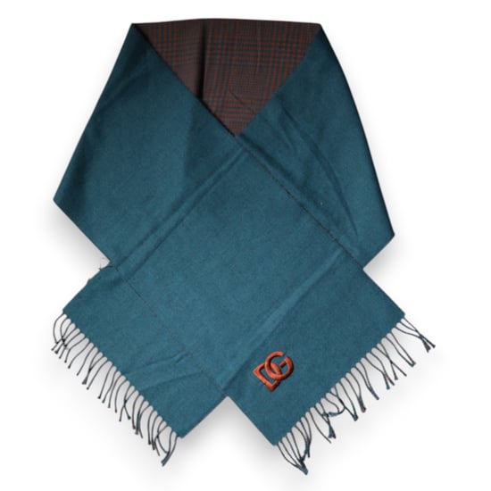 Blau-Grün Wolle Fransen Wickel-Schal - Image 4