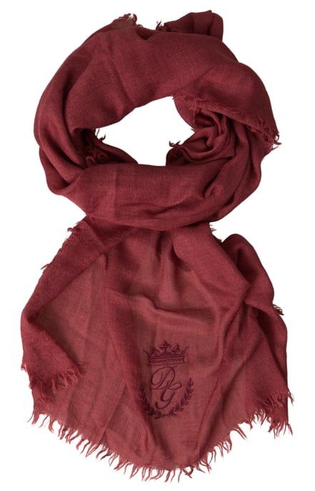 Bordeauxfarbener Cashmere-Strick-Wickelschal mit Fransen - Image 1